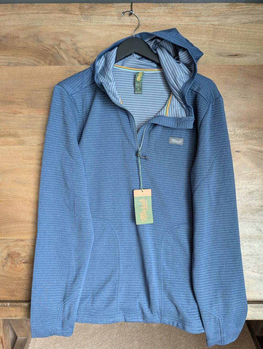 Marsh Wear Sullivan Hoodie Mens Medium Stargazer Blue Long Sleeve 1/4 Zip NWT